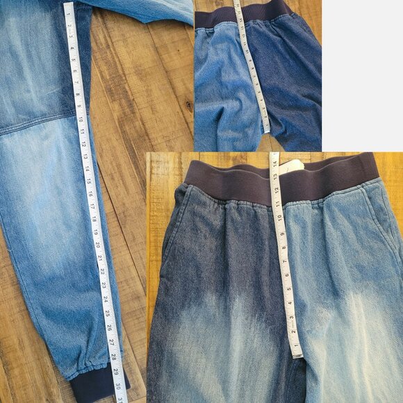 Daya by Zenda Patchwork Light Wash Multi-Tone Denim Joggers with Pockets… - Picture 5 of 7